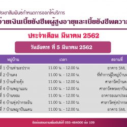 กำหนดการจ่ายเงินเบี้ยยังชีพผู้สูงอายุและเบี้ยยังชีพความพิการ